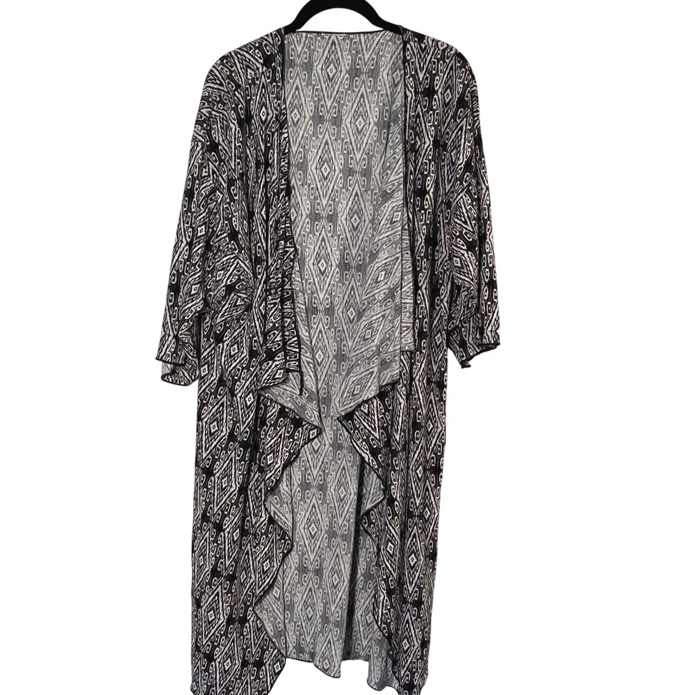 Simply‎ Comfortable Women's Black White Geometric Duster Kimono Size L